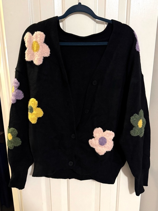 Cider Sweaters - Cider V-Neck 3D Flower Knitted Cardigan Sweater